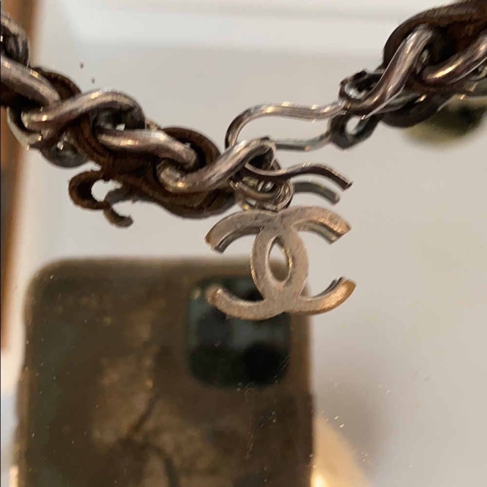 Chanel Nickel/silver brown leather belt - Picture 3 of 13